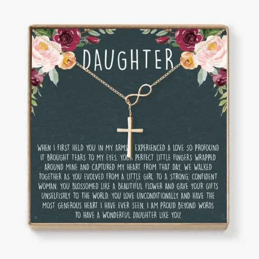 Infinity Cross Pendant Necklace With Loving Message Card